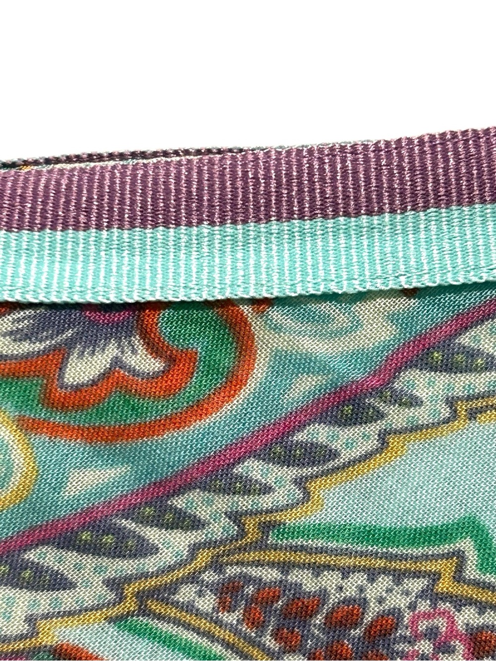 VTG Y2K Saks Fifth Avenue Aqua Paisley Cotton Skirt - Size 10 - Picture 4 of 8